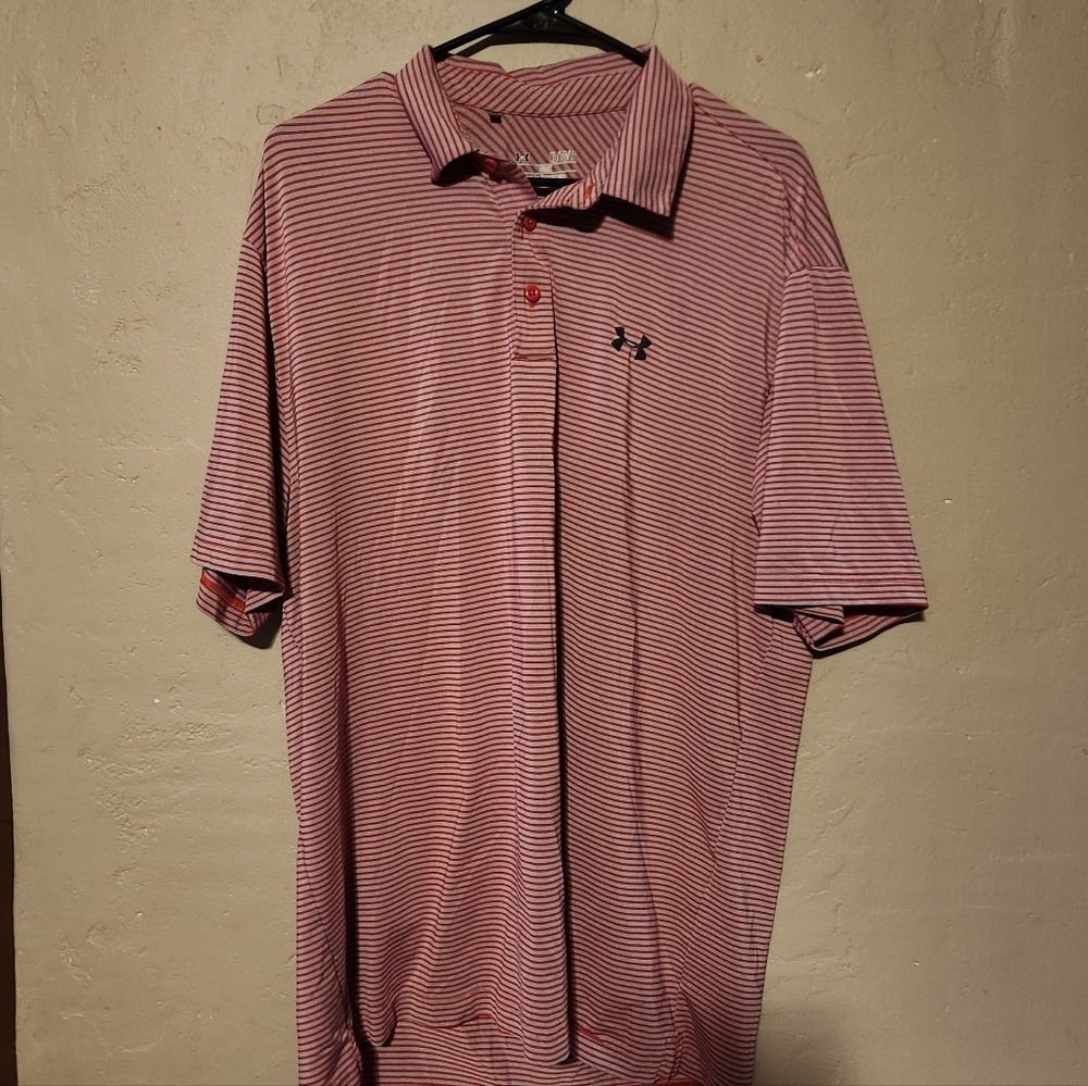 Under Armour Polo Stripe Shirt Grey/red Loose XL